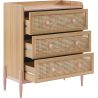 Commode enfant MAREO rose et cannage rotin 3 tiroirs 80cm