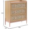 Commode enfant MAREO rose et cannage rotin 3 tiroirs 80cm