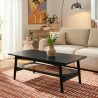 Table basse LUNIO noir et cannage rotin 115cm