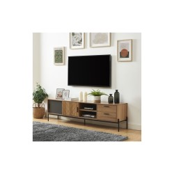 Meuble tv ARVIA effet chêne foncé et gris 180cm