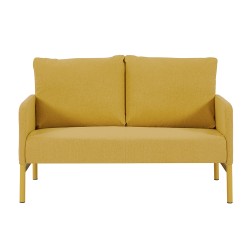 Canapé droit fixe tissu jaune moutarde 2 places