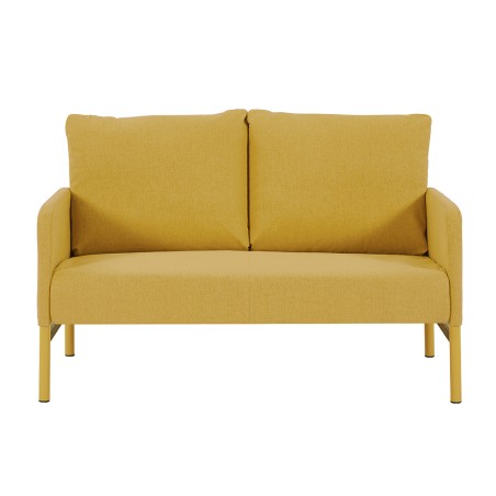 Canapé droit fixe tissu jaune moutarde 2 places