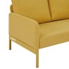 Canapé droit fixe tissu jaune moutarde 2 places