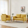 Canapé droit fixe tissu jaune moutarde 2 places
