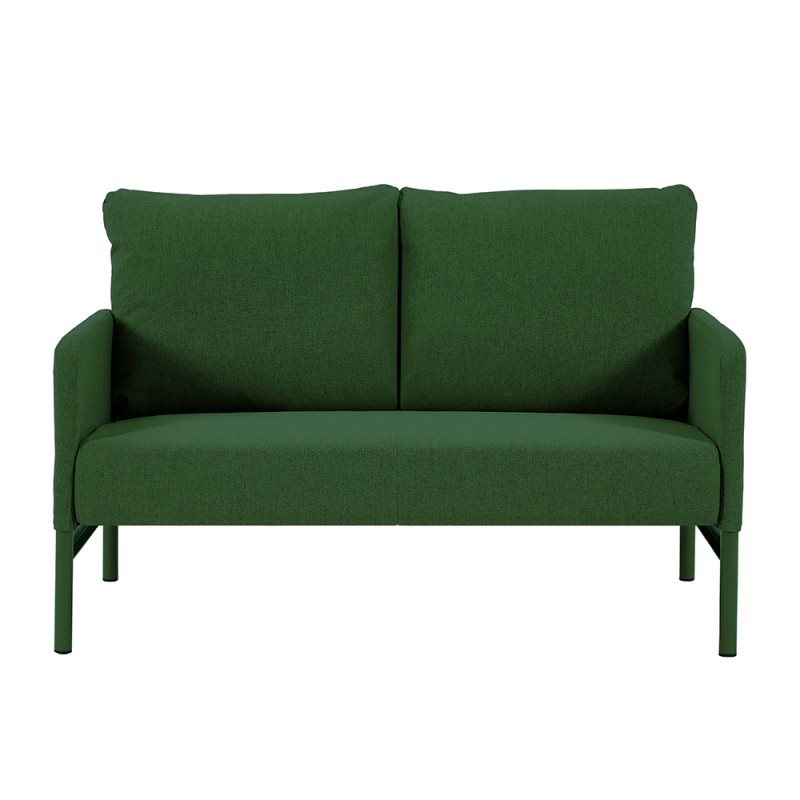 Canapé droit fixe tissu vert olive 2 places