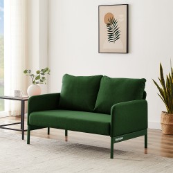 Canapé droit fixe tissu vert olive 2 places