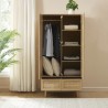 Armoire NALORA effet chêne et cannage rotin 2 portes 90cm