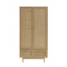 Armoire NALORA effet chêne et cannage rotin 2 portes 90cm
