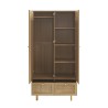 Armoire NALORA effet chêne et cannage rotin 2 portes 90cm