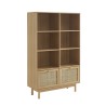 Bibliothèque NALORA effet chêne et cannage rotin 100cm