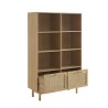 Bibliothèque NALORA effet chêne et cannage rotin 100cm