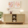Buffet NALORA effet chêne et cannage rotin 150cm