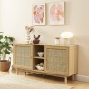Buffet NALORA effet chêne et cannage rotin 150cm