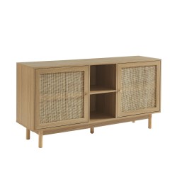 Buffet NALORA effet chêne et cannage rotin 150cm