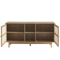 Buffet NALORA effet chêne et cannage rotin 150cm
