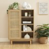 Buffet NALORA effet chêne et cannage rotin 1 porte 80cm