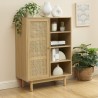 Buffet NALORA effet chêne et cannage rotin 1 porte 80cm