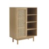 Buffet NALORA effet chêne et cannage rotin 1 porte 80cm