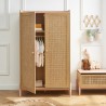 Armoire MAREO rose et cannage rotin 2 portes