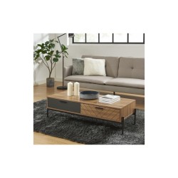Table basse ARVIA effet chêne foncé et gris 115cm