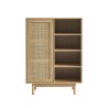 Buffet NALORA effet chêne et cannage rotin 1 porte 80cm