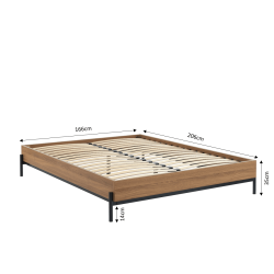Cadre de lit ARVIA effet chêne foncé 160x200 sommier inclus