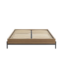 Cadre de lit ARVIA effet chêne foncé 160x200 sommier inclus