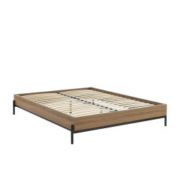 Cadre de lit ARVIA effet chêne foncé 160x200 sommier inclus