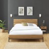 Lit double ARVIA effet chêne foncé 140x190 sommier inclus