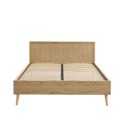 Lit double ELARA cannage rotin 140x190 sommier inclus