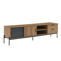 Meuble tv ARVIA effet chêne foncé et gris 180cm