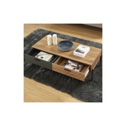 Table basse ARVIA effet chêne foncé et gris 115cm