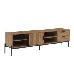 Meuble tv ARVIA effet chêne foncé et gris 180cm