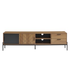 Meuble tv ARVIA effet chêne foncé et gris 180cm
