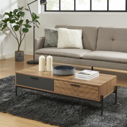 Table basse ARVIA effet chêne foncé et gris 115cm