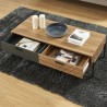 Table basse ARVIA effet chêne foncé et gris 115cm