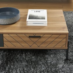 Table basse ARVIA effet chêne foncé et gris 115cm