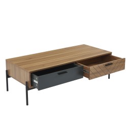 Table basse ARVIA effet chêne foncé et gris 115cm