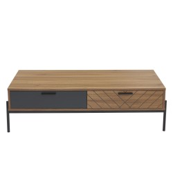 Table basse ARVIA effet chêne foncé et gris 115cm