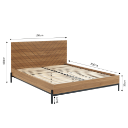 Lit double ARVIA effet chêne foncé 160x200 sommier inclus
