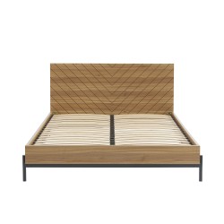 Lit double ARVIA effet chêne foncé 160x200 sommier inclus