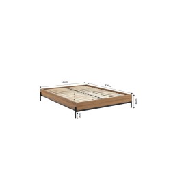 Cadre de lit ARVIA effet chêne foncé 140x190 sommier inclus