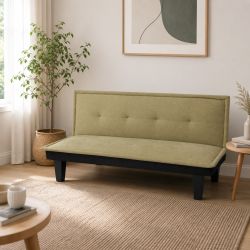 Canapé droit DENA convertible tissu vert 2 places