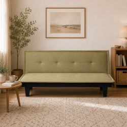 Canapé droit DENA convertible tissu vert 2 places