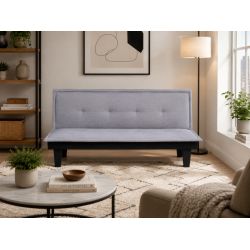 Canapé droit DENA convertible tissu gris 2 places
