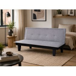 Canapé droit DENA convertible tissu gris 2 places