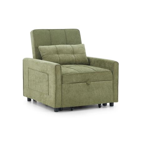 Fauteuil DOVA convertible tissu vert 1 place