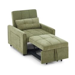 Fauteuil DOVA convertible tissu vert 1 place