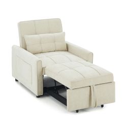 Fauteuil DOVA convertible tissu beige 1 place
