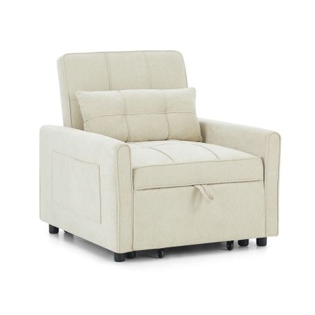 Fauteuil DOVA convertible tissu beige 1 place